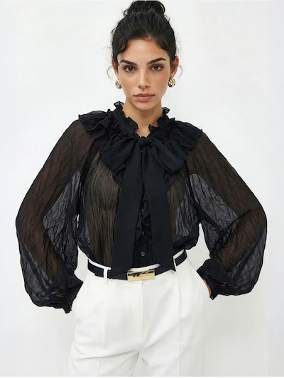 Bianco Lucci Blusa em XS-XL em preto, Vista do artigo