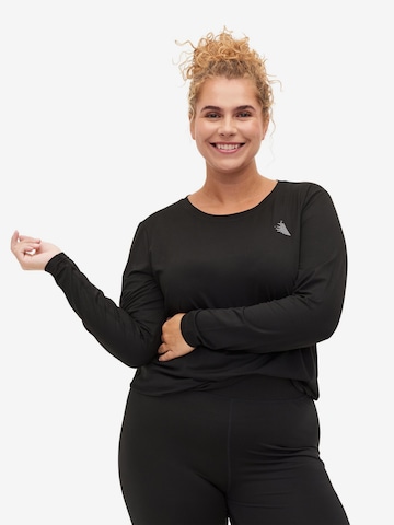 Active by Zizzi Performance shirt 'Abasic' in Black: front