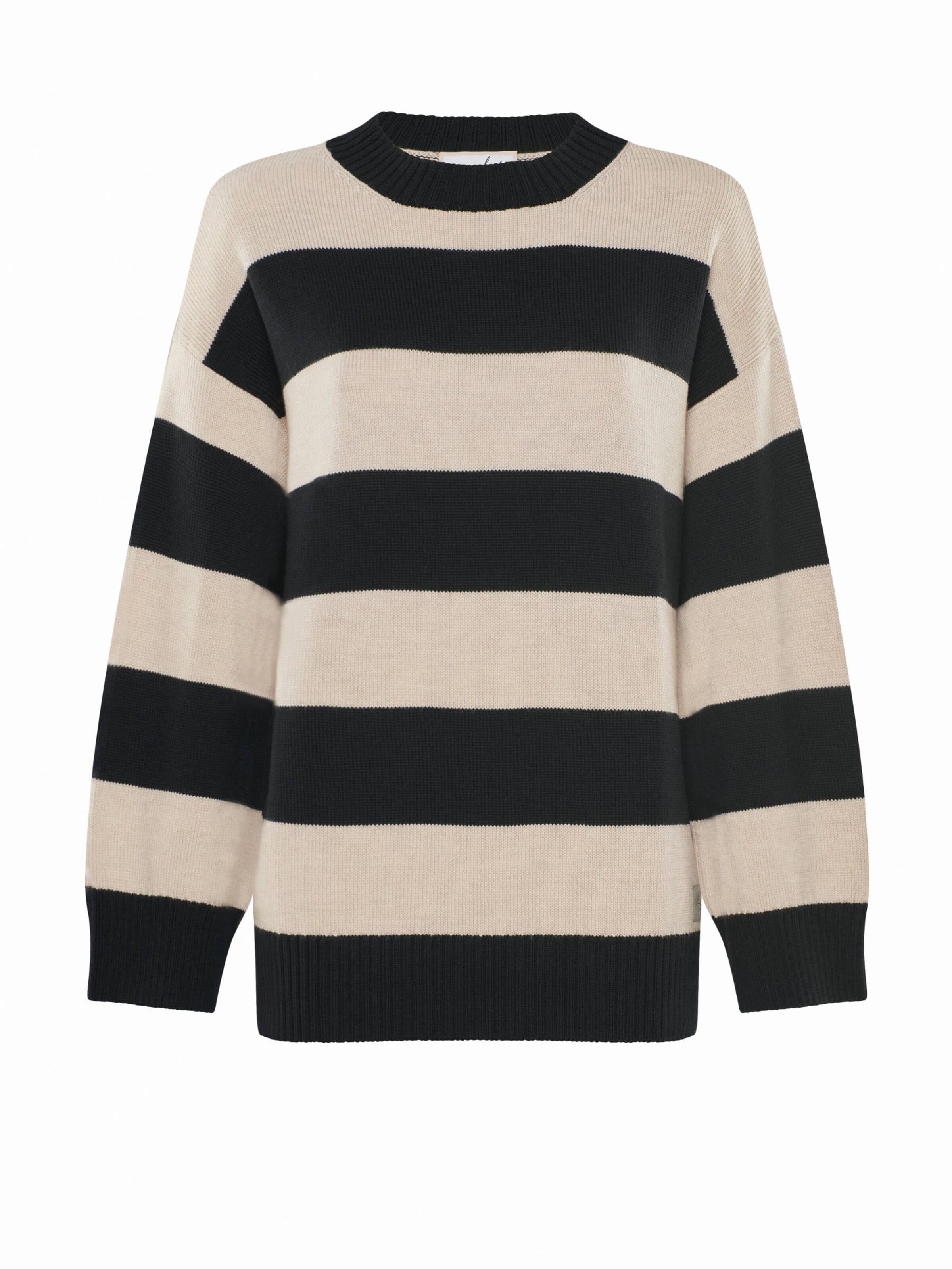 YOU LOOK PERFECT Oversized trui 'PULLOVER FELIA - Lässiger Blockstreifen Pullover aus Merino' in Zwart: voorkant