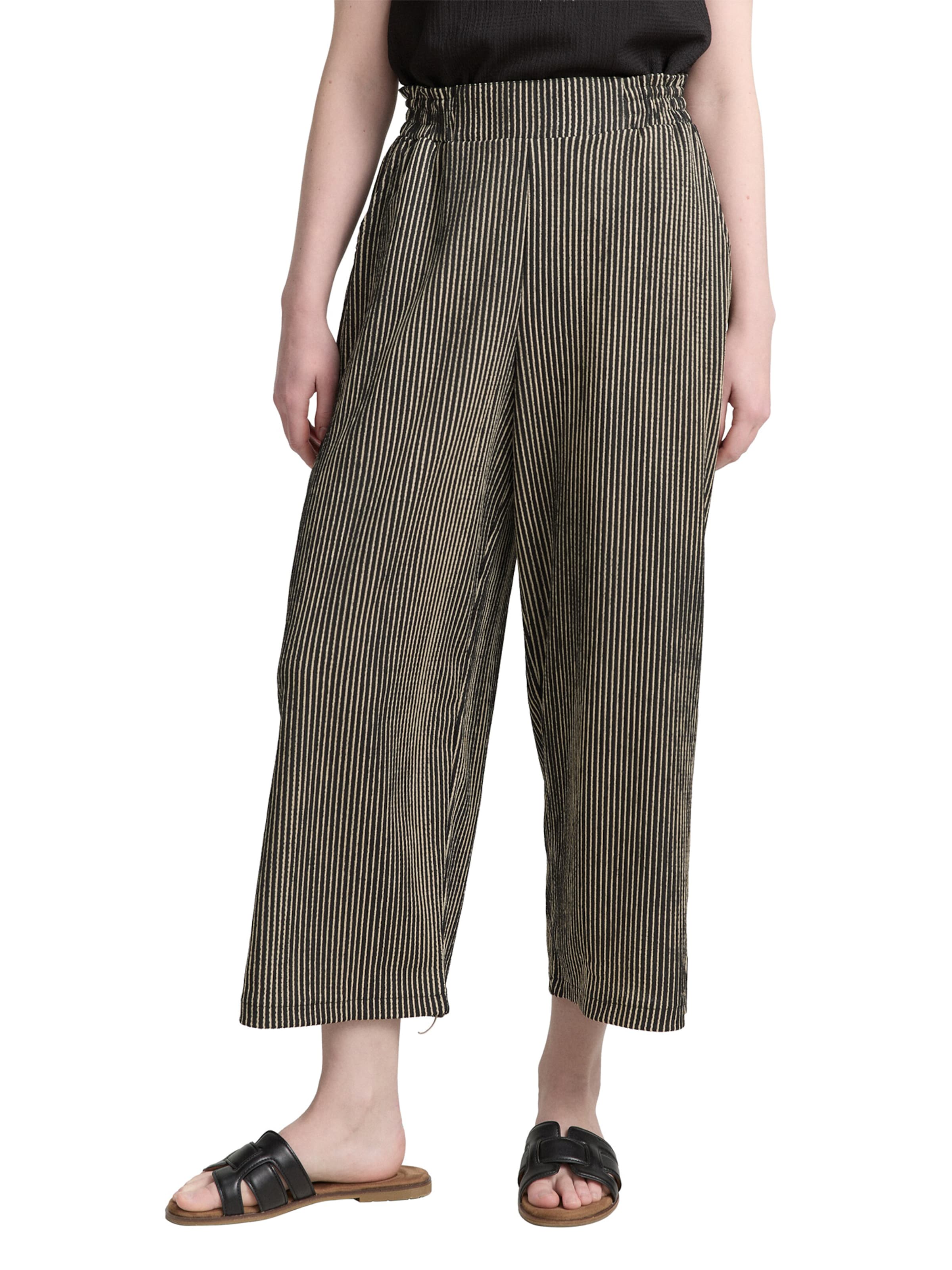 Wide leg Pantaloni di TOM TAILOR DENIM in nero: frontale