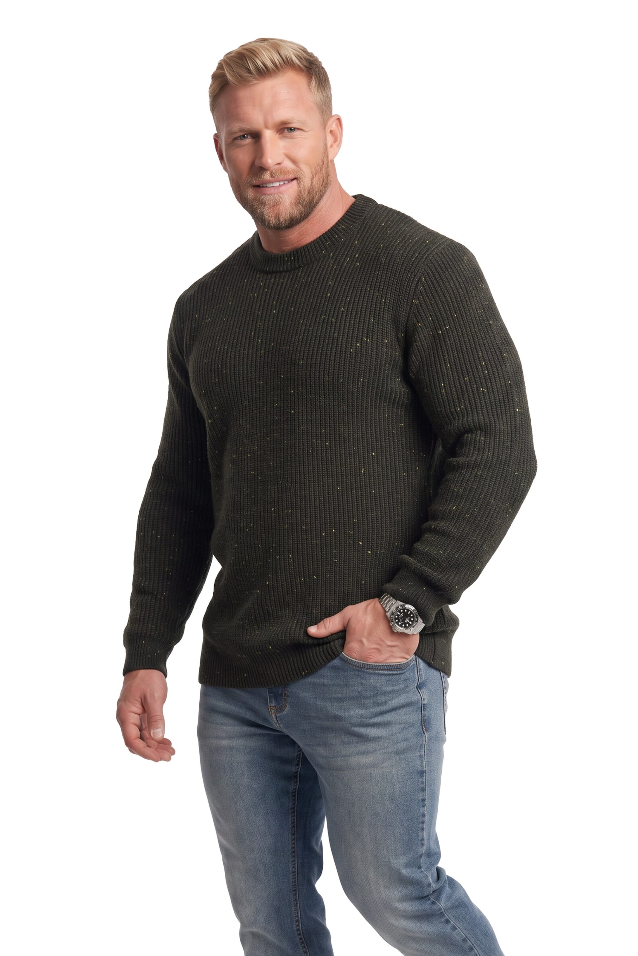 Men Plus Pullover in Grün