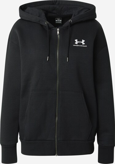 UNDER ARMOUR Sports sweat jacket 'Essential' in Black / White, Item view