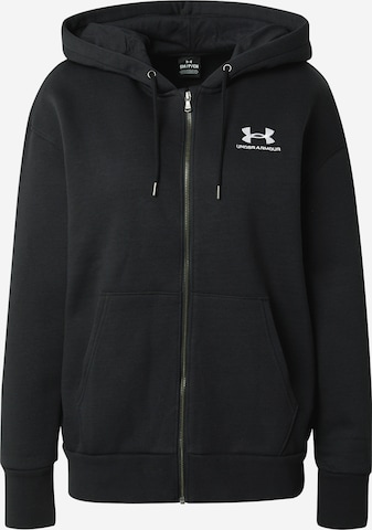 UNDER ARMOUR Sports sweat jacket 'Essential' in Black: front
