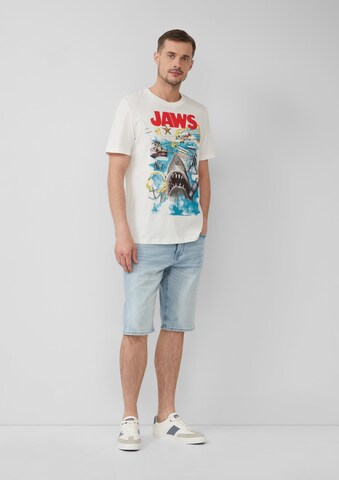 T-Shirt 'Jaws' s.Oliver en blanc