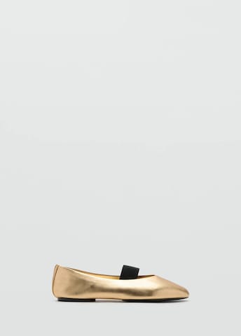 MANGO Ballet Flats with Strap 'Orio' in Gold