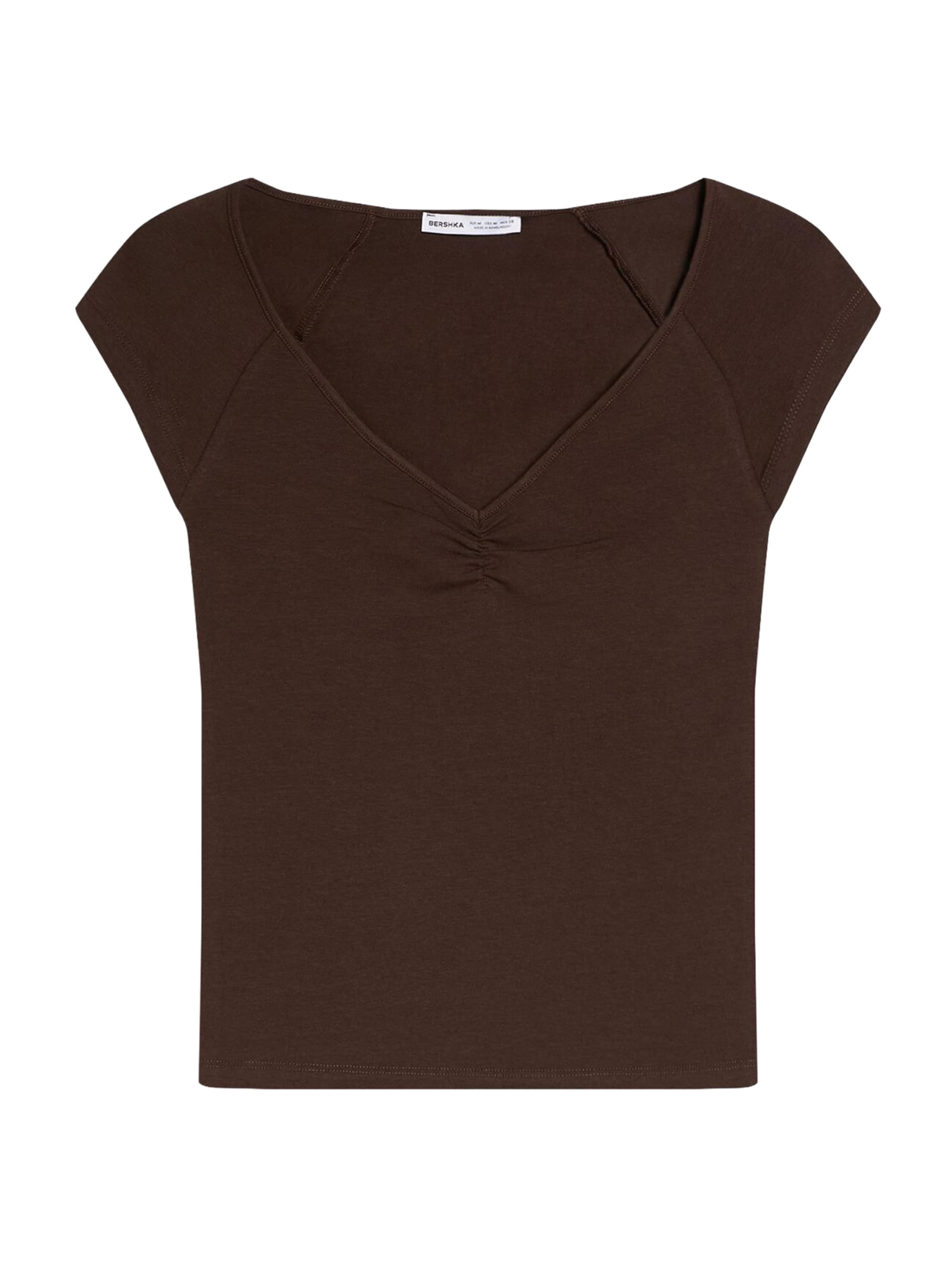 Bershka Tričko – hnědá: přední strana