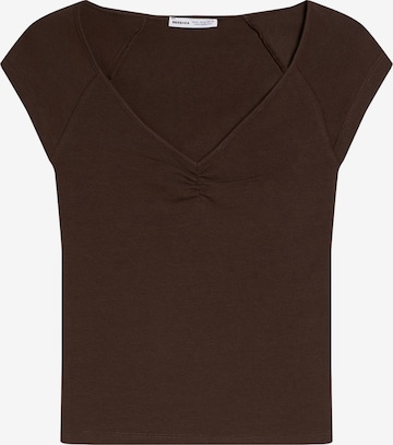 Bershka T-Shirt in Braun: Vorderseite