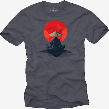 MAKAYA Shirt 'Cup Cat' in Grey: front