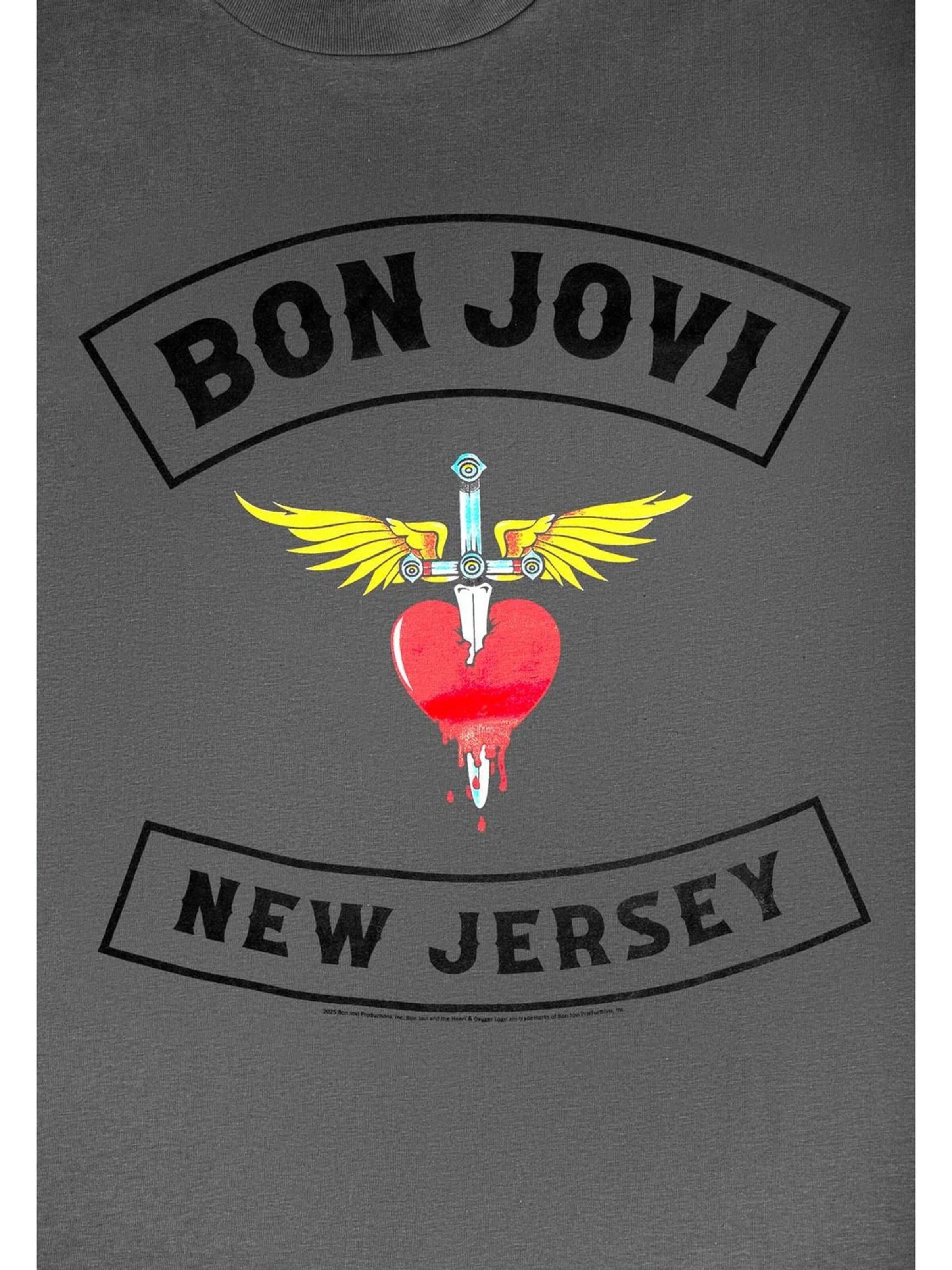 Bon Jovi Shirt 'Bon Jovi New Jersey T-Shirt' in Grijs