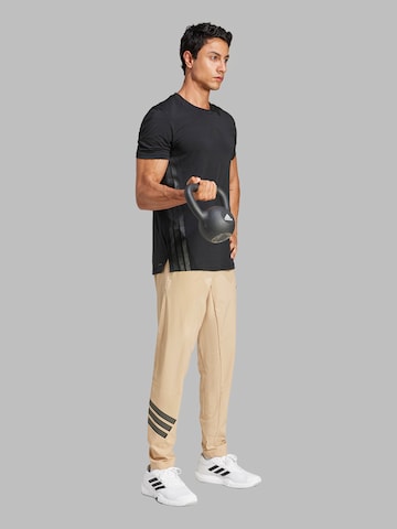 Coupe slim Pantalon de sport 'Gym+' ADIDAS PERFORMANCE en beige
