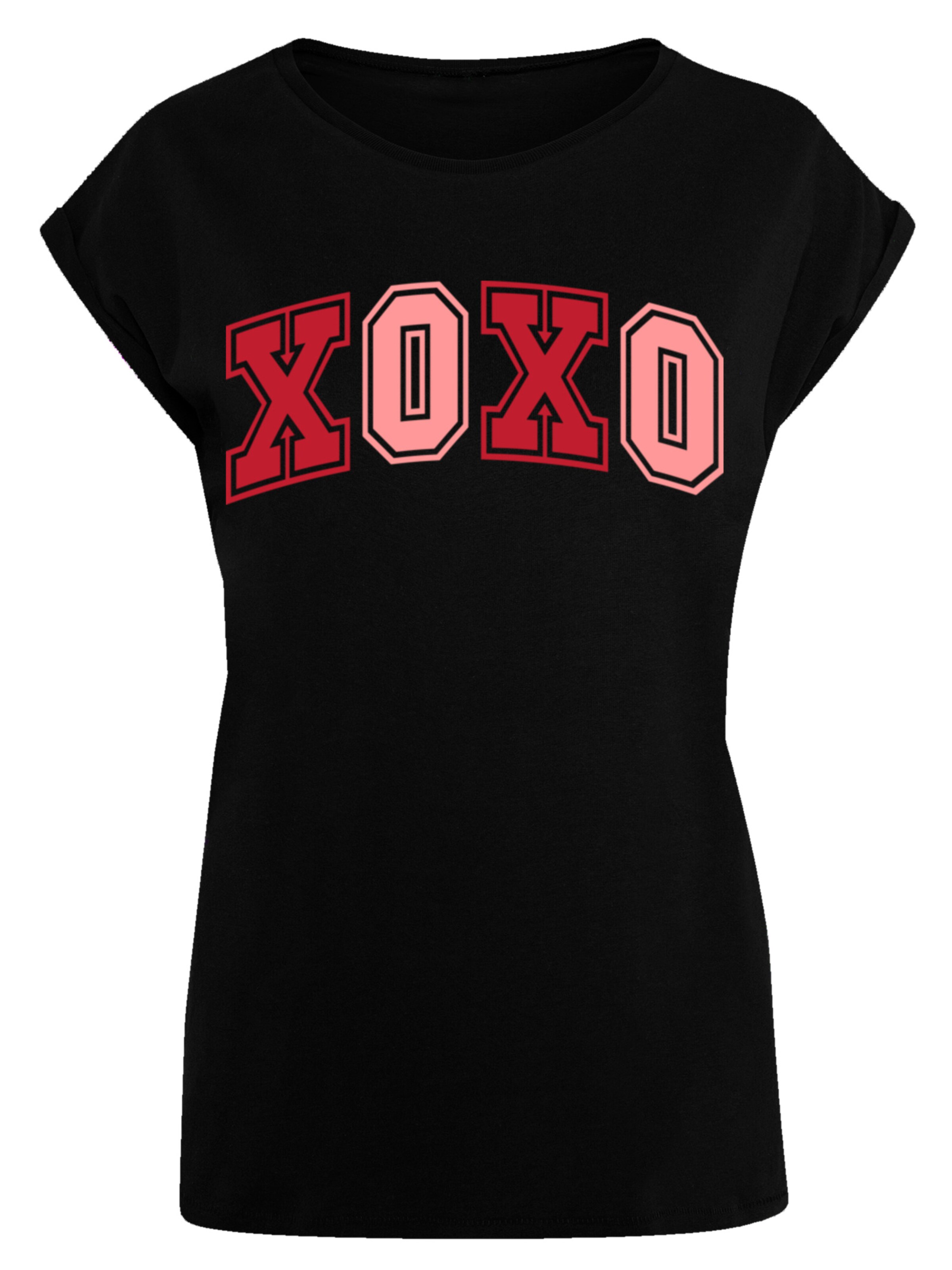 F4NT4STIC Shirt 'Xoxo Varsity College Style Valentinstag' in Black: front