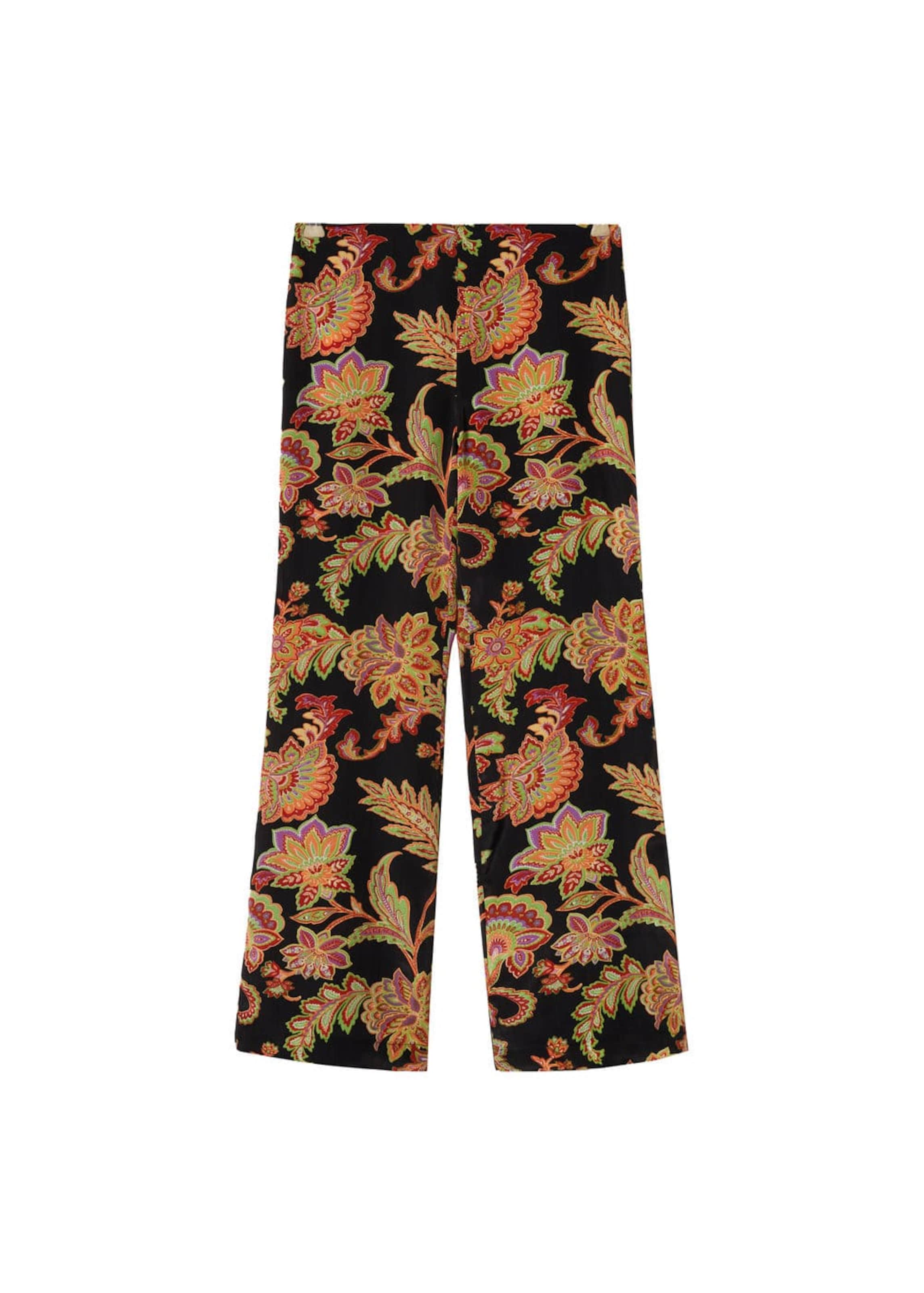 MANGO Szeroka nogawka Spodnie 'Teddy' w kolorze czarny: przód