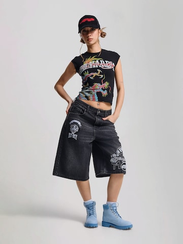 Wide leg Jeans de la Ed Hardy pe negru
