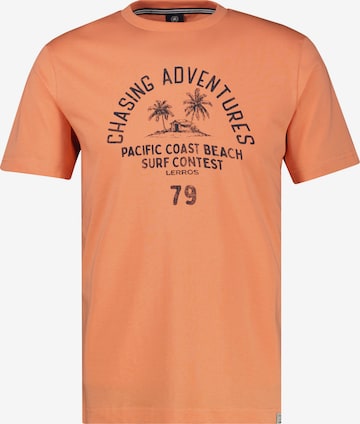 LERROS T-Shirt mit O-Neck aus softer Baumwolle mit Summervibe-Print in Orange: Vorderseite
