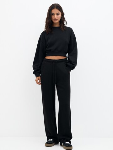 Pull&Bear Wide Leg Hose in Schwarz