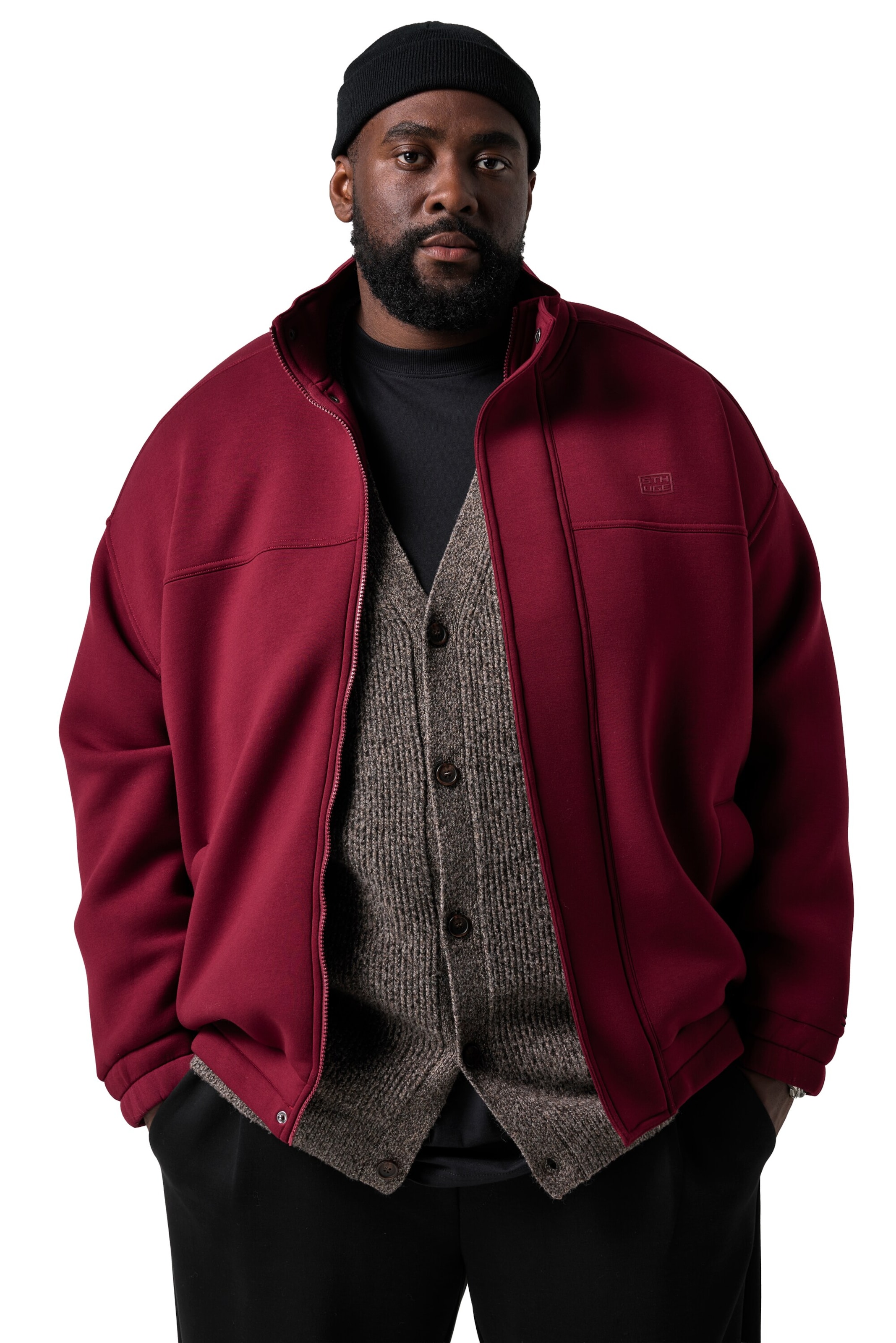 STHUGE Sweatvest in Rood: voorkant