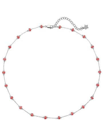 Hey Happiness Halsband 'Coral Glow' i silver: framsida