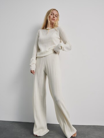 ABOUT YOU x Marie von Behrens Wide leg Trousers 'Paige' in White