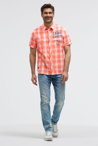 CAMP DAVID Regular fit Button Up Shirt in Orange