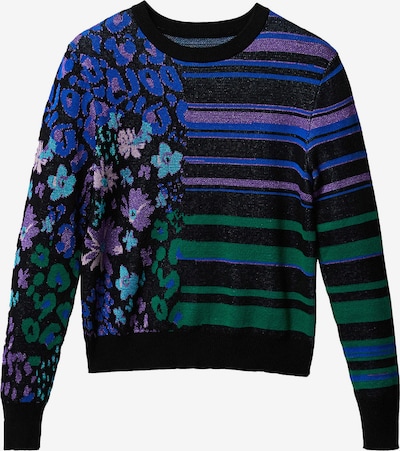 Desigual Пуловер в кралско синьо / циан / тъмнозелено / тъмнолилаво / черно, Преглед на продукта