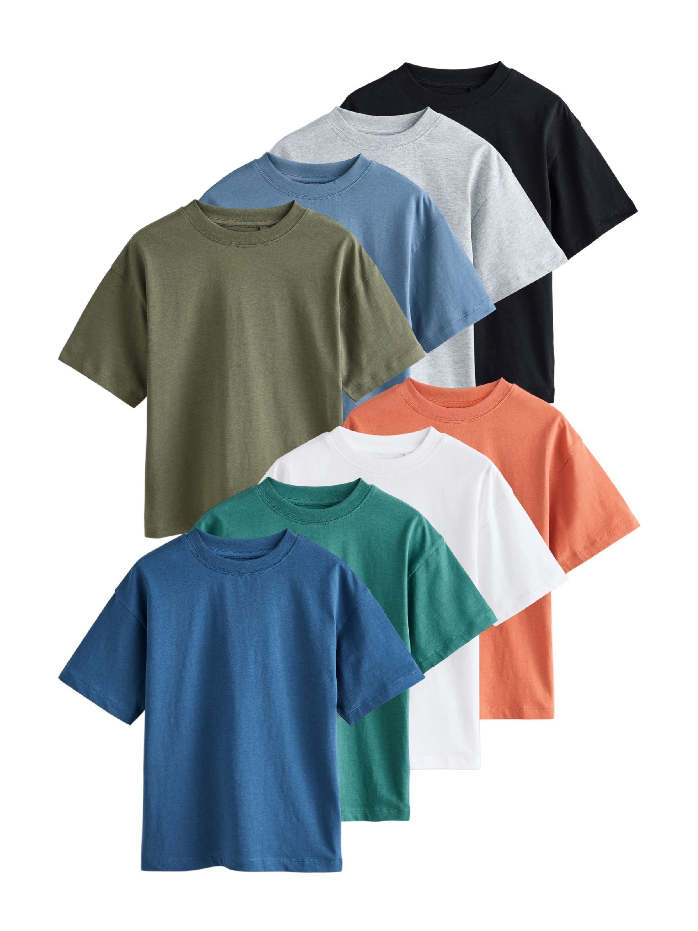 Next Футболка в Синий / Опаловый / Серый меланж / Оливково-зеленый / Изумрудный / Коралловый / Черный / Белый, Обзор товара