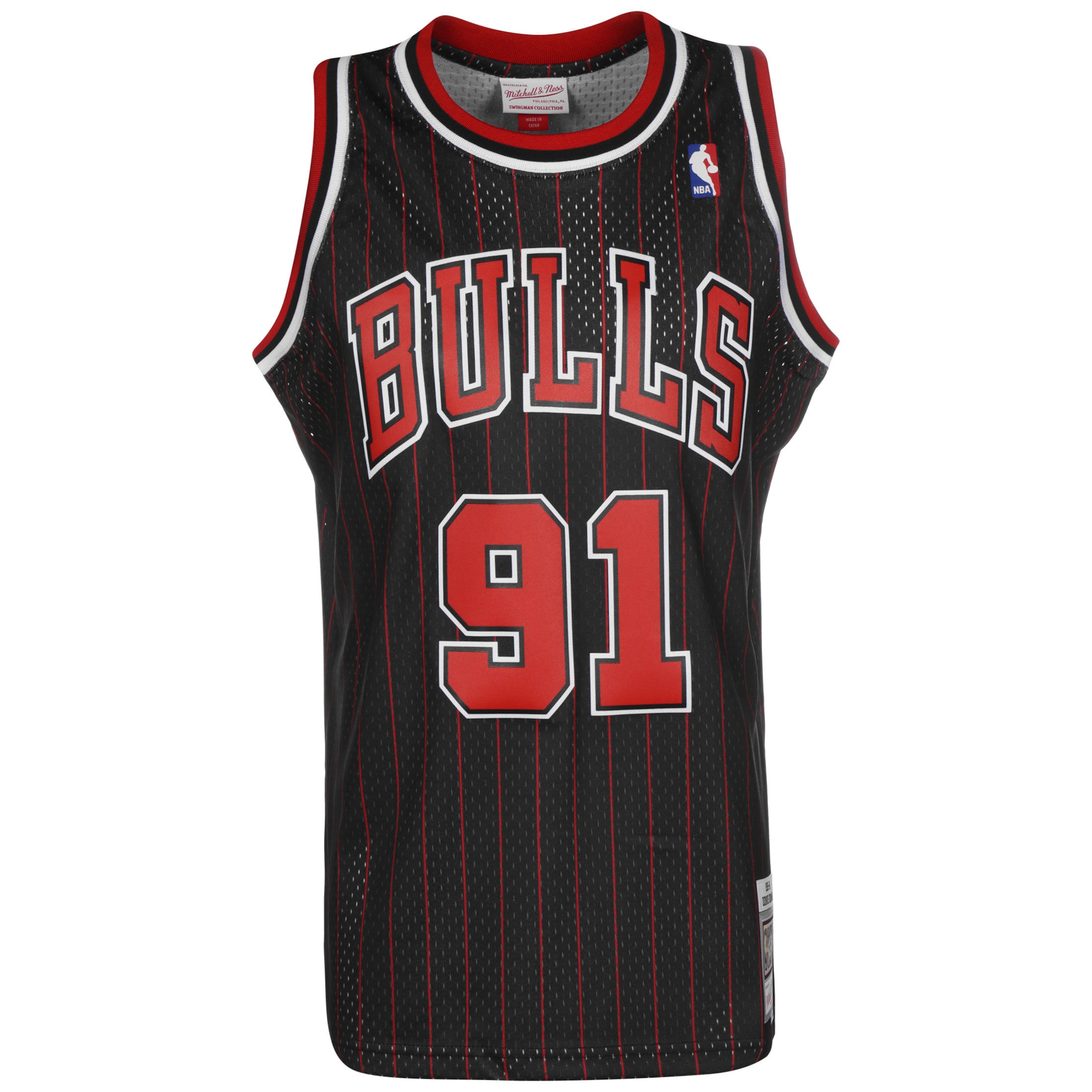 Mitchell & Ness T-shirt 'NBA Chicago Bulls Swingman Dennis Rodman' i svart: framsida