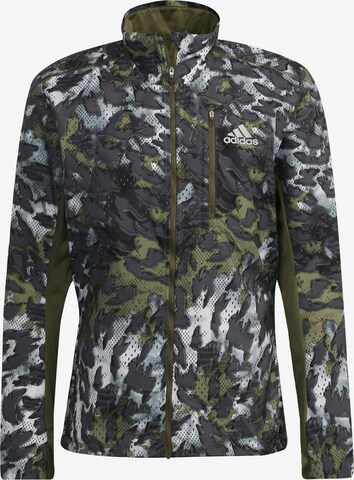 ADIDAS PERFORMANCE Athletic Jacket 'Fast Graphic Primeblue' in Grey: front
