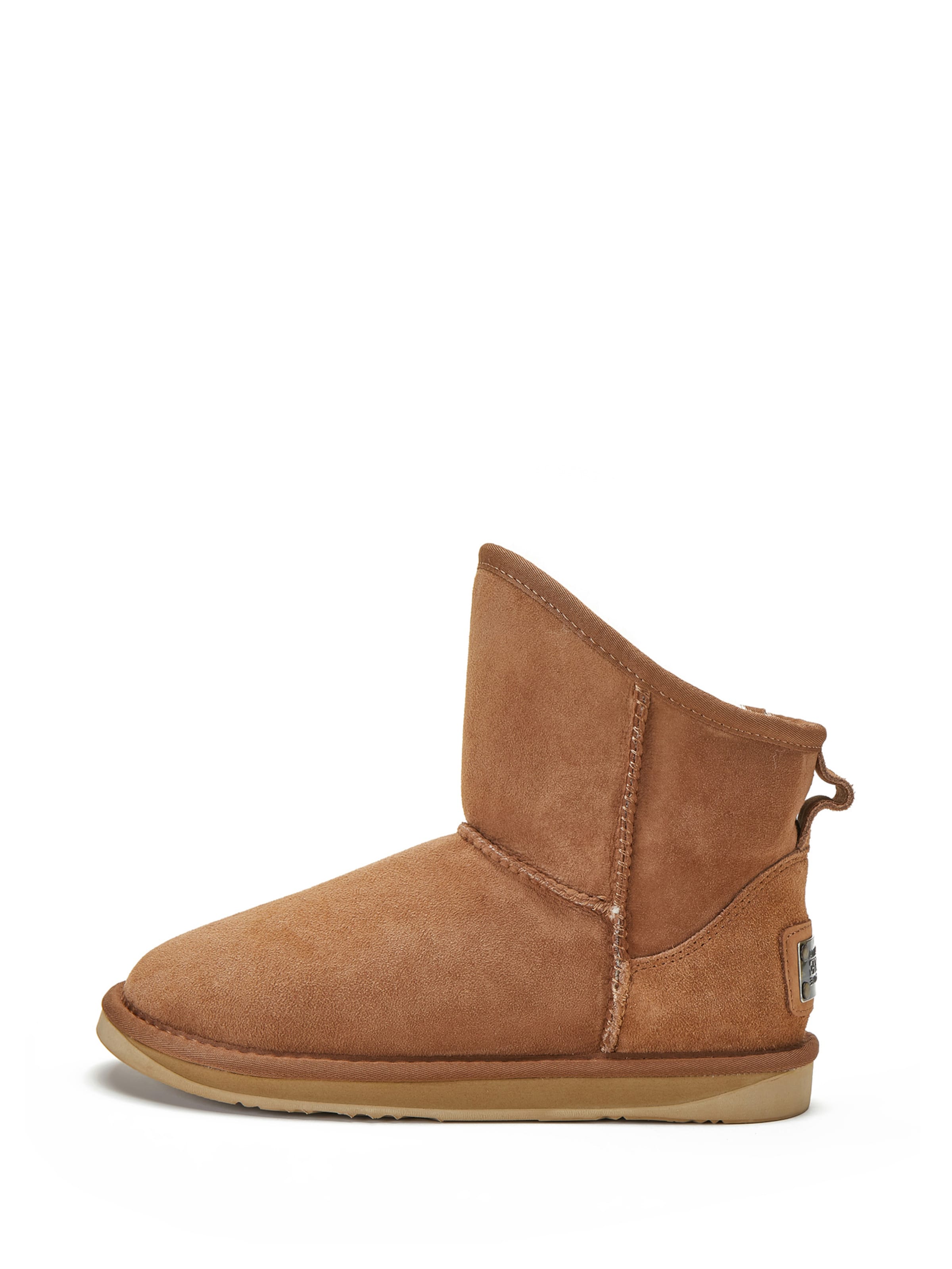 Australia Luxe Collective Enkellaarsje ' COSY XTRA SHORT ' in Bruin: voorkant