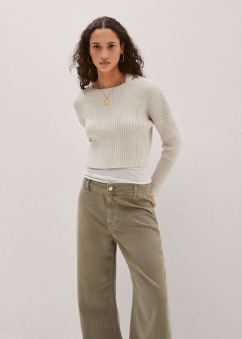 MANGO Trui 'Pencil' in Beige: voorkant