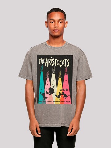 F4NT4STIC Shirt 'Aristocats Get With The Cats' in Grijs: voorkant