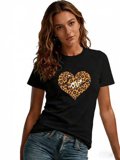 GORHEY Shirt 'Women's Casual Cotton Summer Short-Sleeve Basic shirt with Leopard Print'‌ in schwarz, Produktansicht