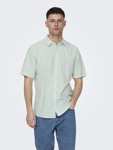 Only & Sons Slim fit Button Up Shirt 'Caiden' in Green: front