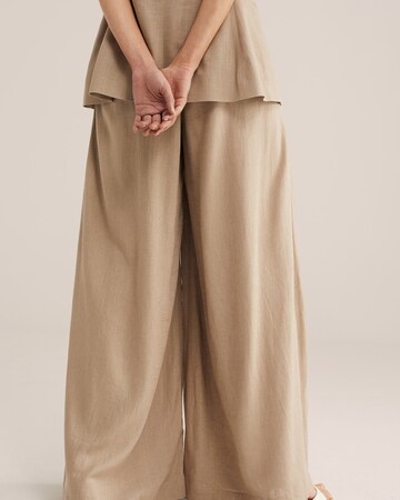 WE Studio Wide leg Bandplooibroek in Beige
