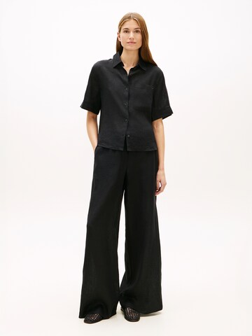 Wide Leg Pantalon 'ESS' TOMMY HILFIGER en noir