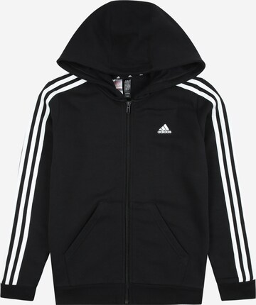 ADIDAS SPORTSWEAR Athletic Zip-Up Hoodie 'Essentials' in Black: front