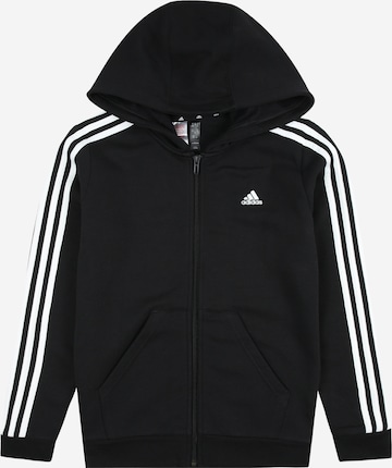 ADIDAS SPORTSWEAR Sportsweatjacke 'Essentials 3-Stripes Fleece ' in Schwarz: predná strana