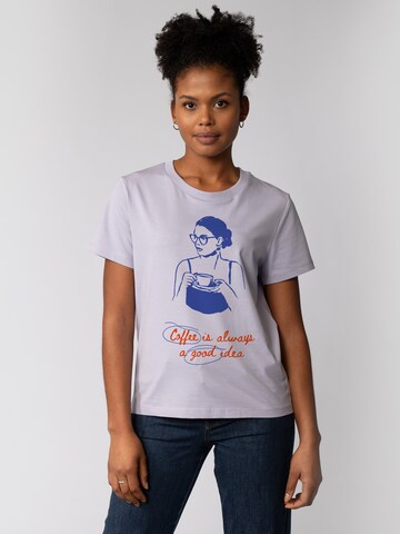 Watapparel T-Shirt 'Coffee Is A Good Idea' in Lila: Vorderseite