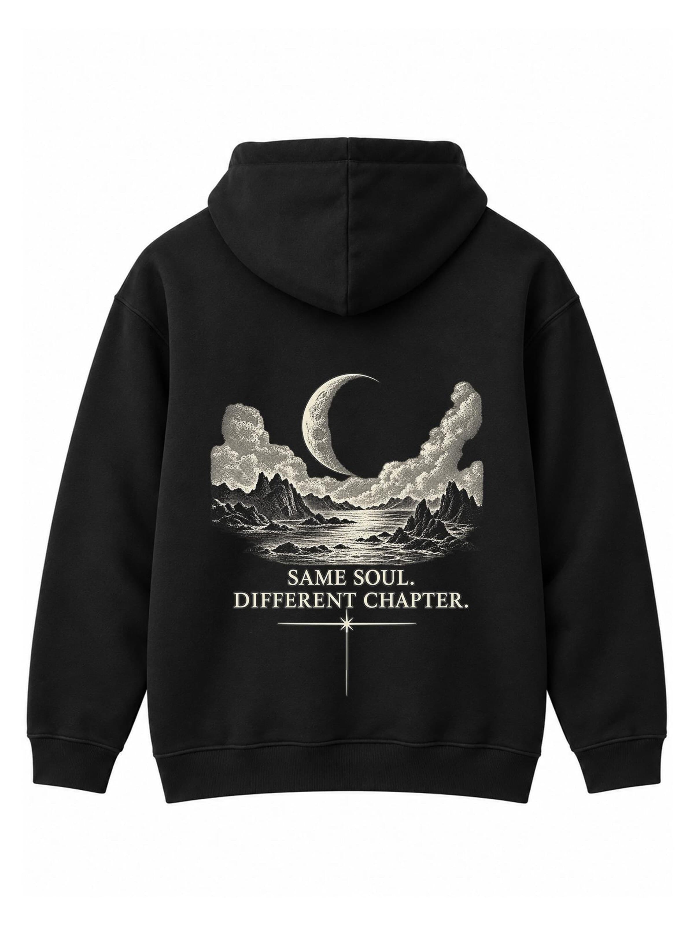 LUNØIR StudioSweater majica 'Different Chapter - Lunar Coast' - crna boja: prednji dio