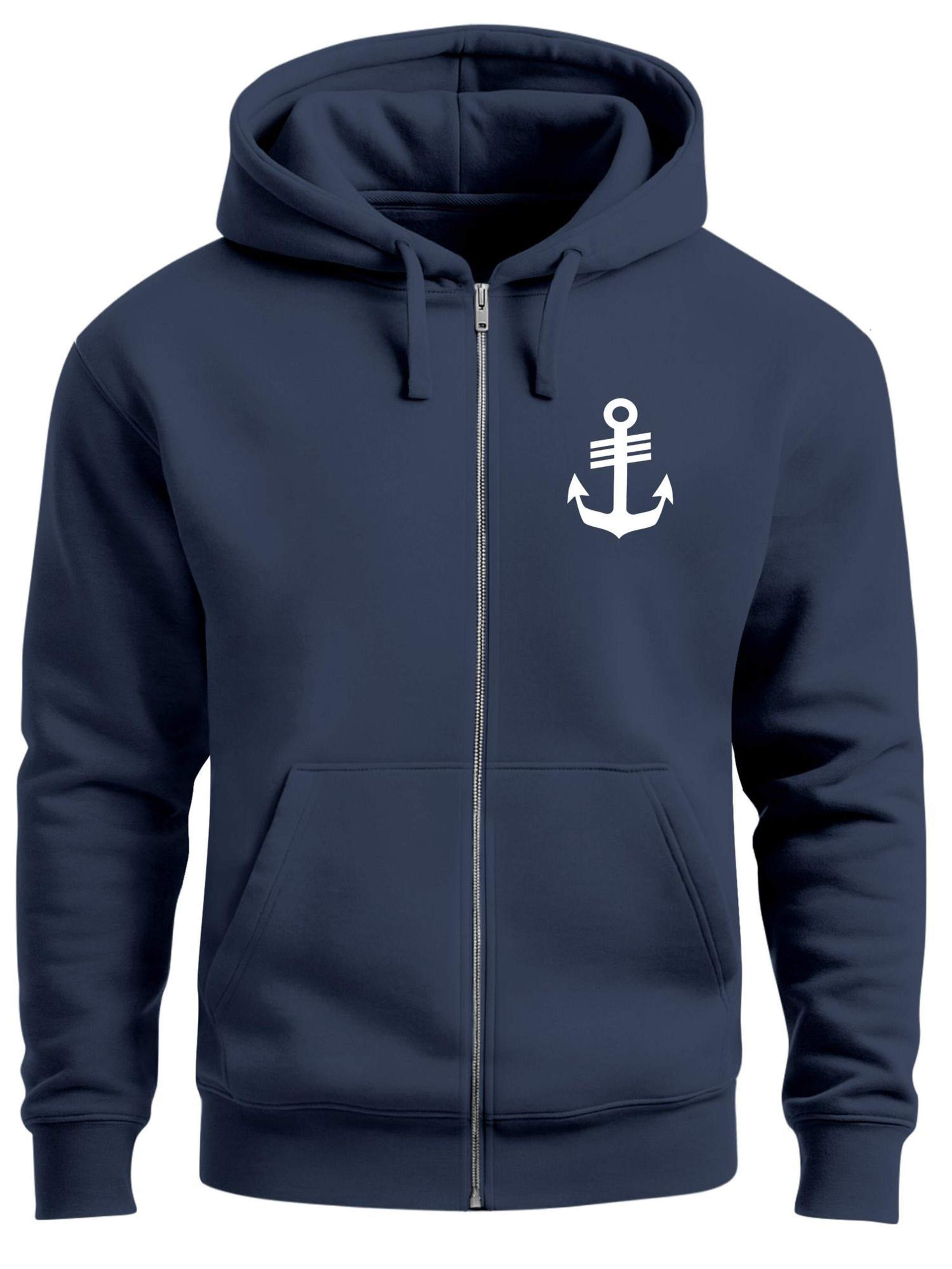 Neverless Sweatjacke 'Anker'‌‌‌‌ in Blau: Vorderseite