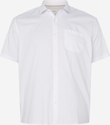 s.Oliver Men Big Sizes Button Up Shirt in White: front