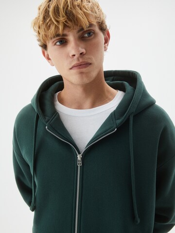 Pull&Bear Zip-Up Hoodie in Green