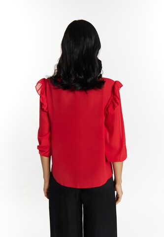 Camicia da donna di faina in rosso