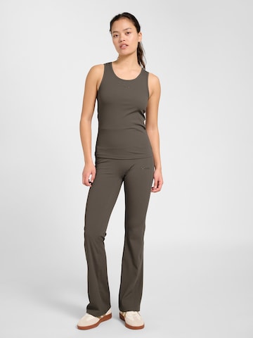 Hummel Flared Workout Pants in Brown: front