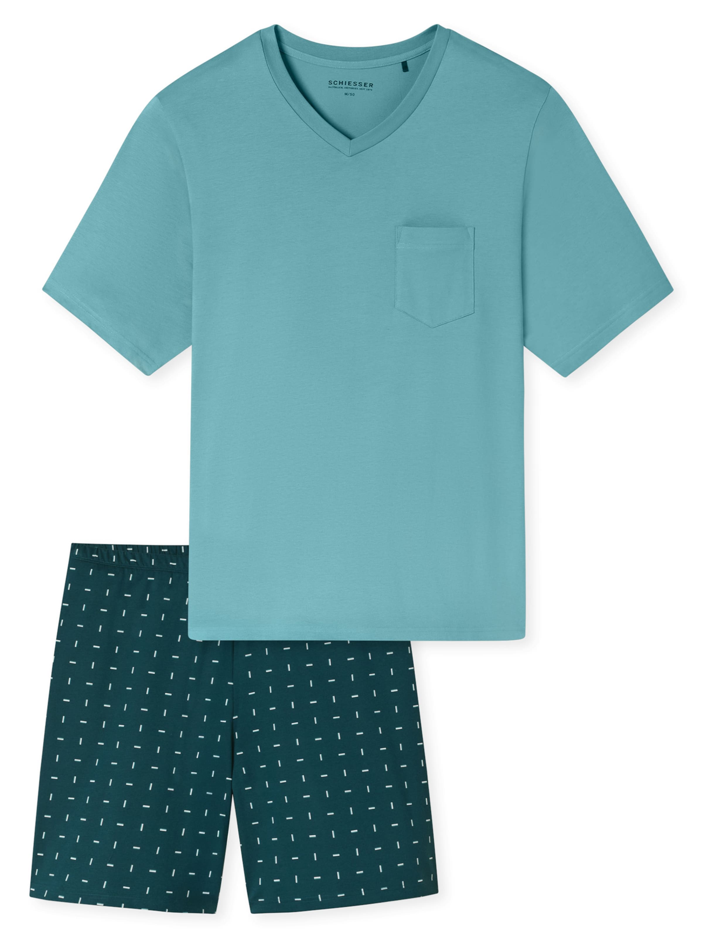 SCHIESSER Short Pajamas 'Comfort Essentials' in Blue: front
