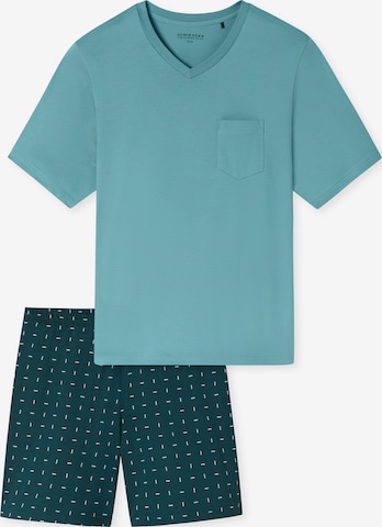 SCHIESSER Short Pajamas 'Comfort Essentials' in Blue: front