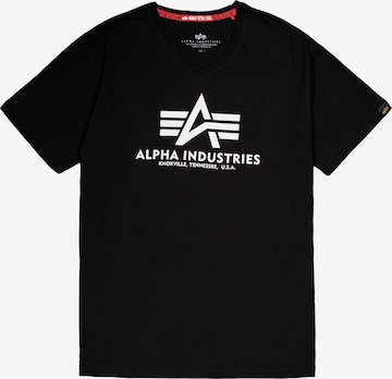 ALPHA INDUSTRIES Shirt 'Basic V-Neck' in Schwarz: Vorderseite