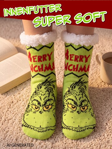 The Grinch Socken 'Hüttensocken Merry Grinchmas'‌‌‌‌‌ in Grün