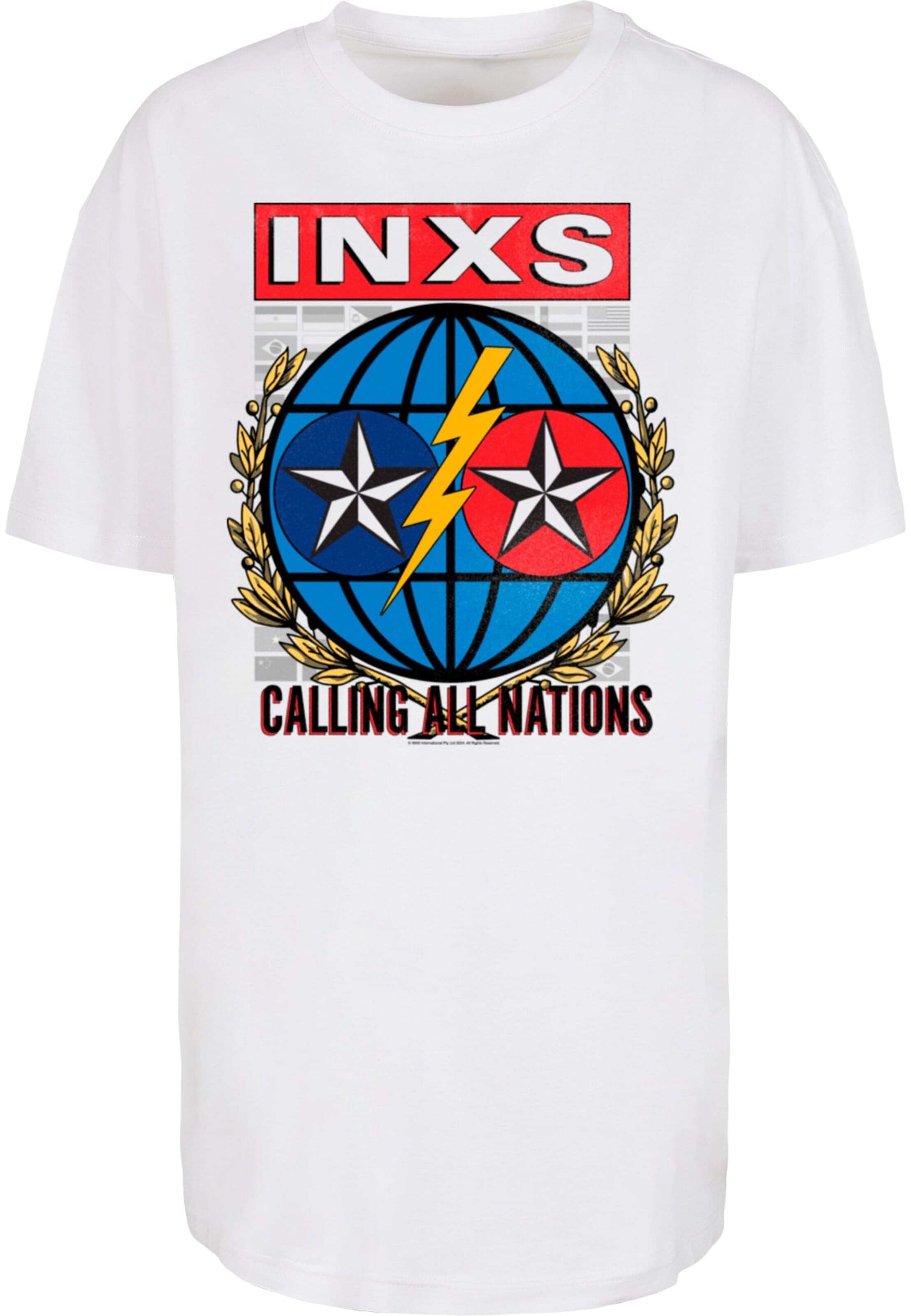 Merchcode T-Shirt 'INXS - Calling All Nations' in Weiß: Vorderseite