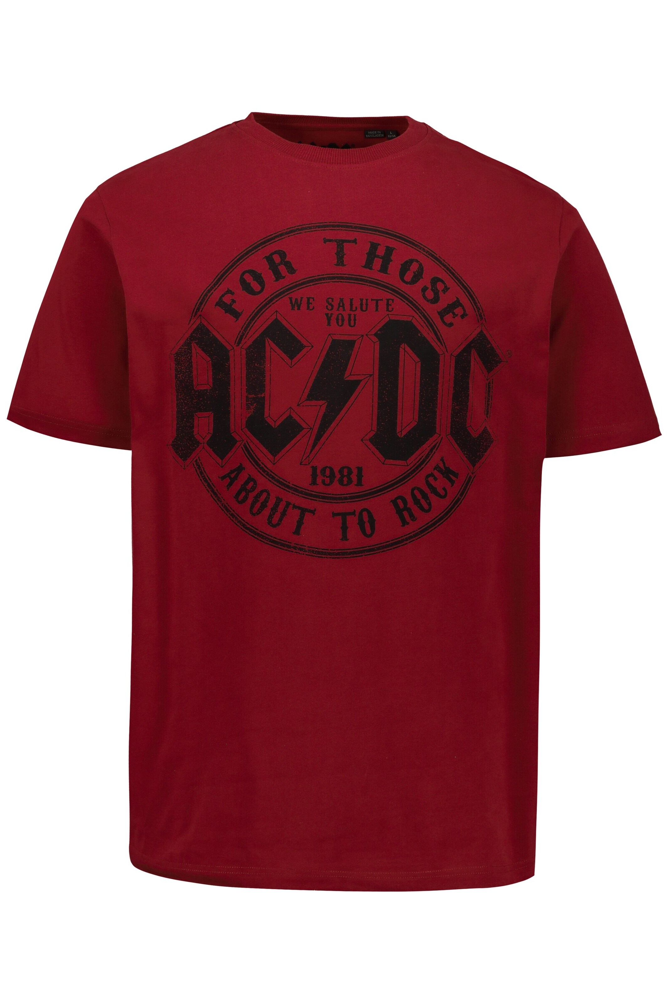 JP1880 Shirt 'ACDC' in Rood: voorkant