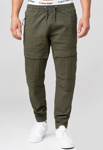 INDICODE JEANS Regular Cargobroek 'Dennis' in Groen: voorkant